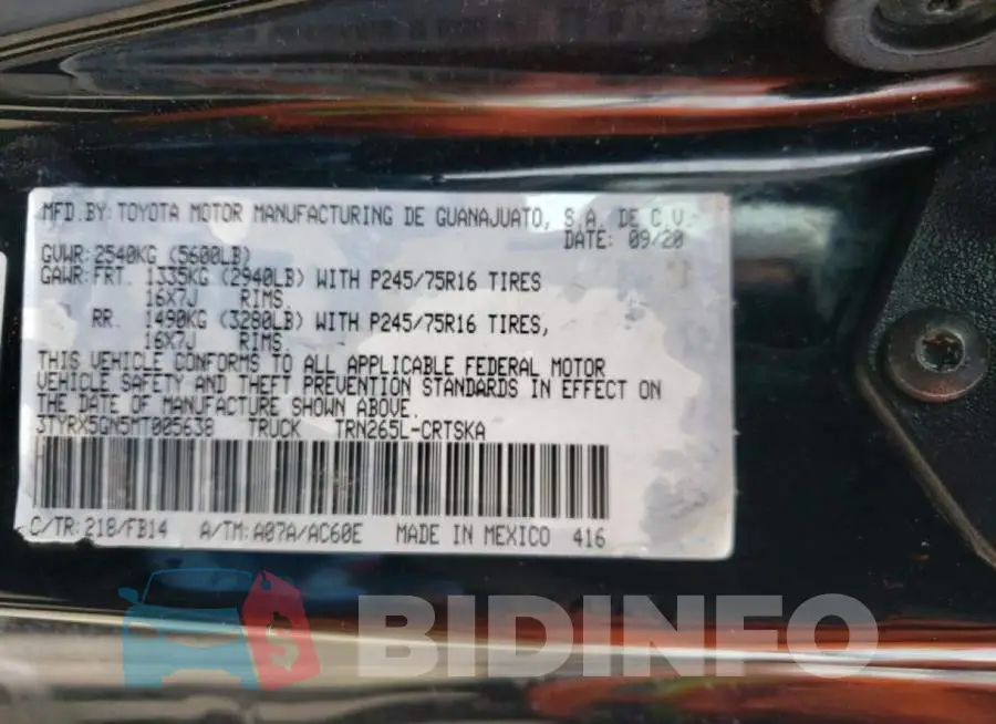 3TYRX5GN5MT005638 Photo# 12