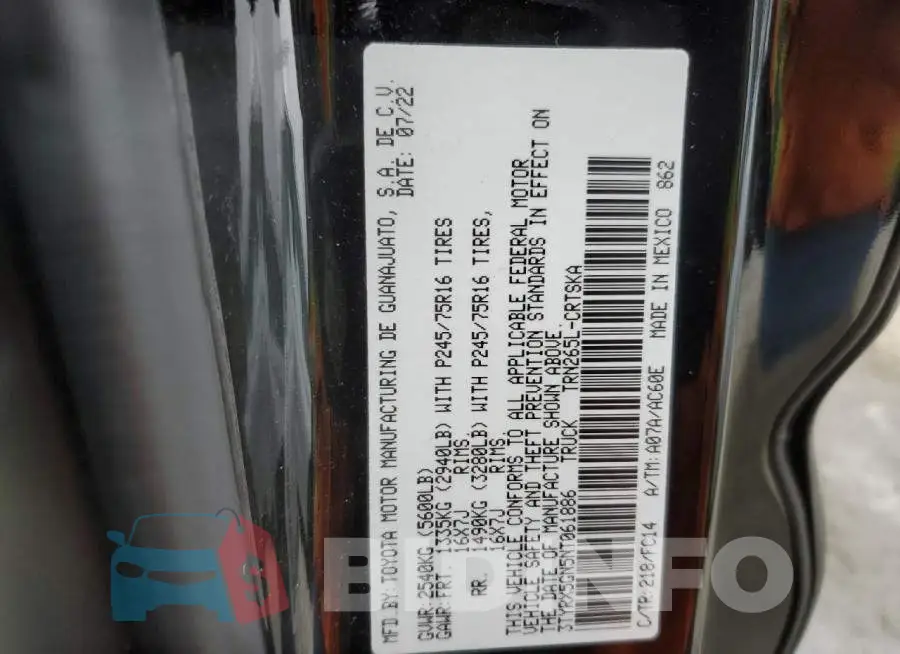 3TYRX5GN5NT061886 Photo# 12