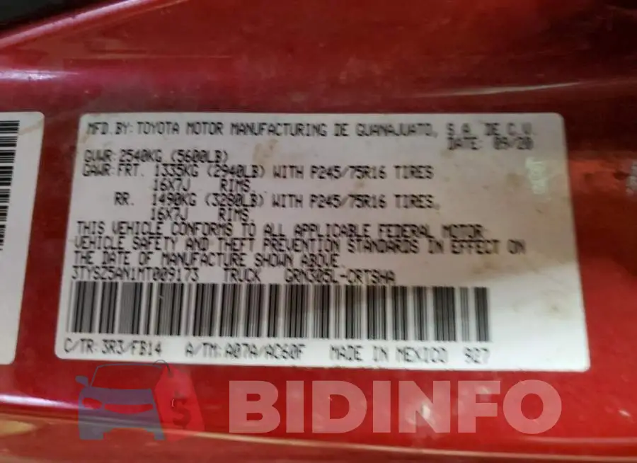3TYSZ5AN1MT009173 Photo# 12