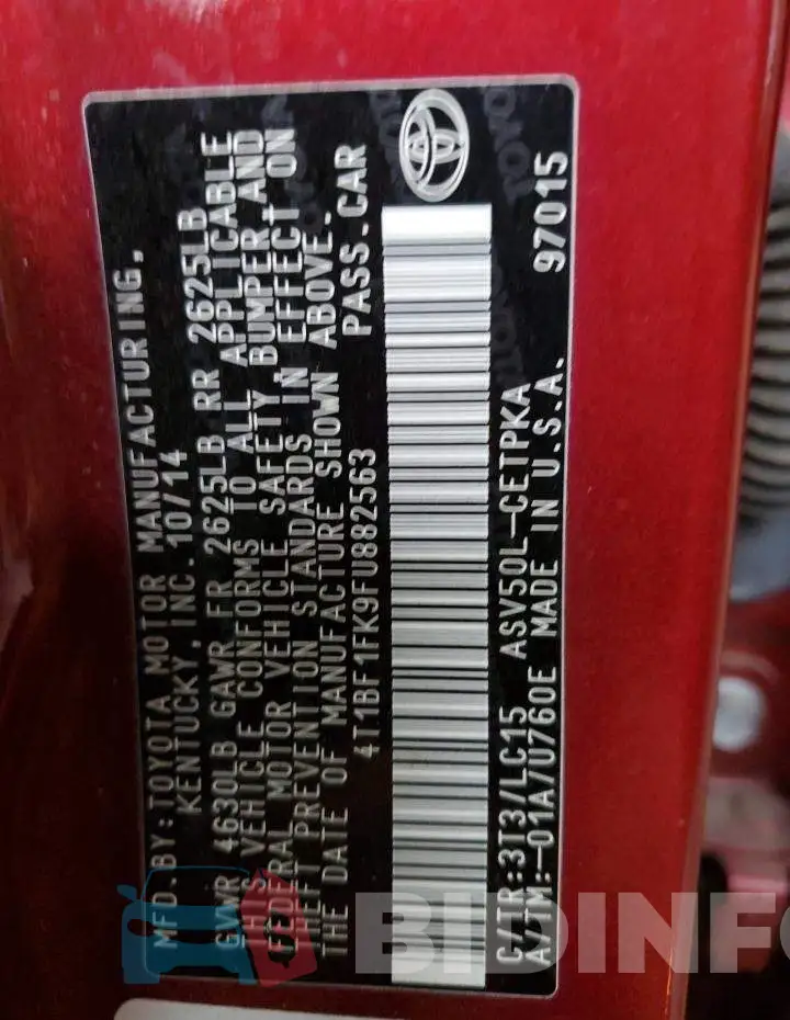 4T1BF1FK9FU882563 Photo# 12