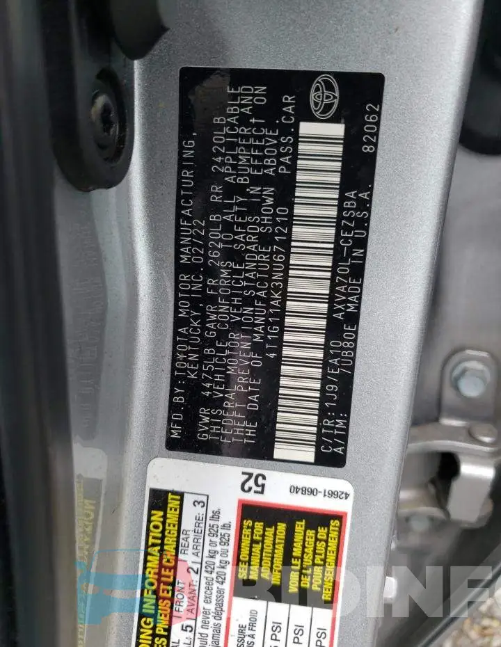 4T1G11AK3NU671210 Photo# 13