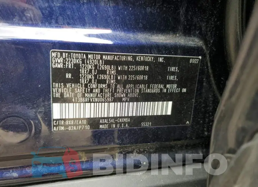 4T3B6RFVXNU065987 Photo# 14