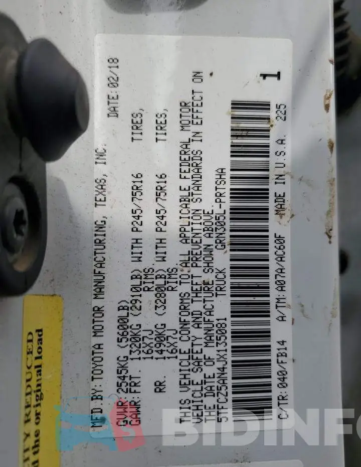 5TFCZ5AN4JX135081 Photo# 13
