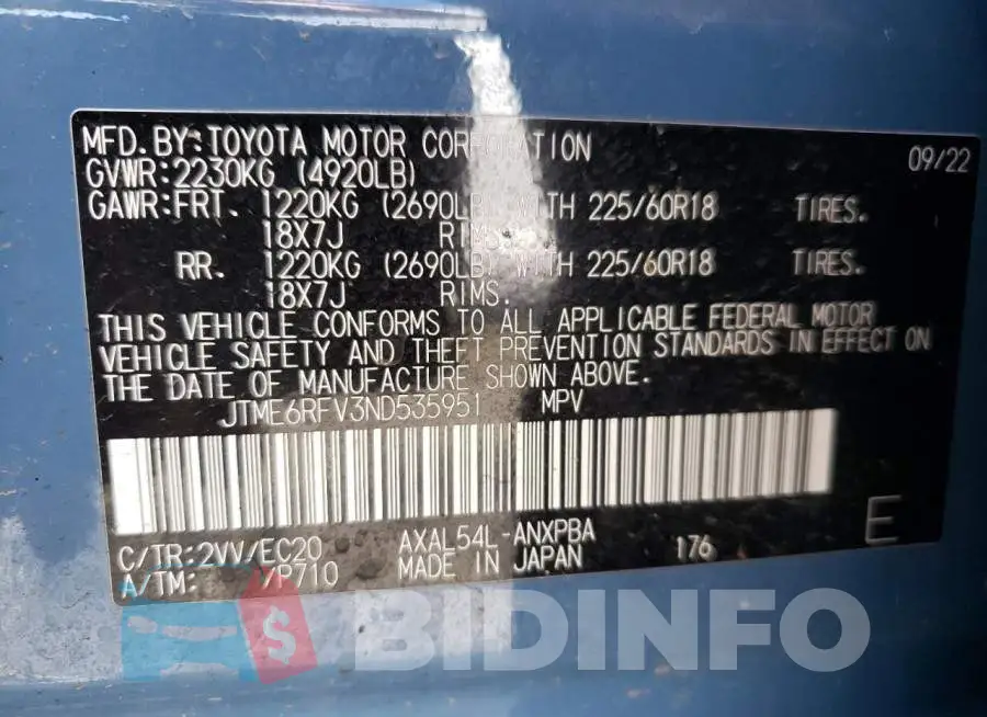 JTME6RFV3ND535951 Photo# 13