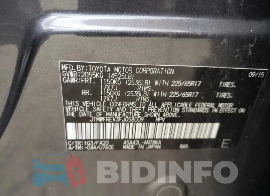 JTMWFREV3FJ058009 Photo# 13