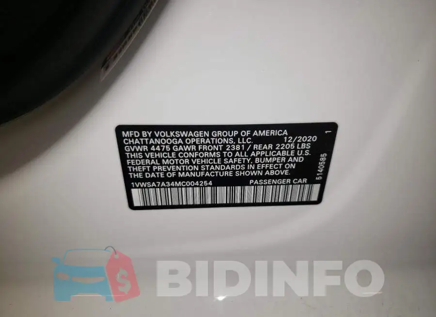 1VWSA7A34MC004254 Photo# 12