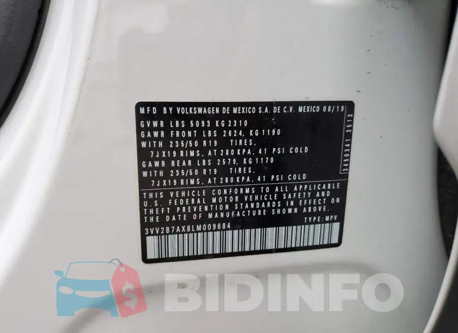 3VV2B7AX8LM009684 Photo# 13