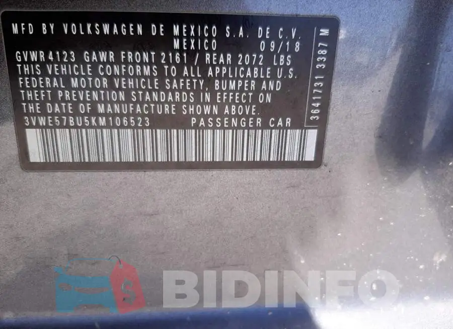 3VWE57BU5KM106523 Photo# 12