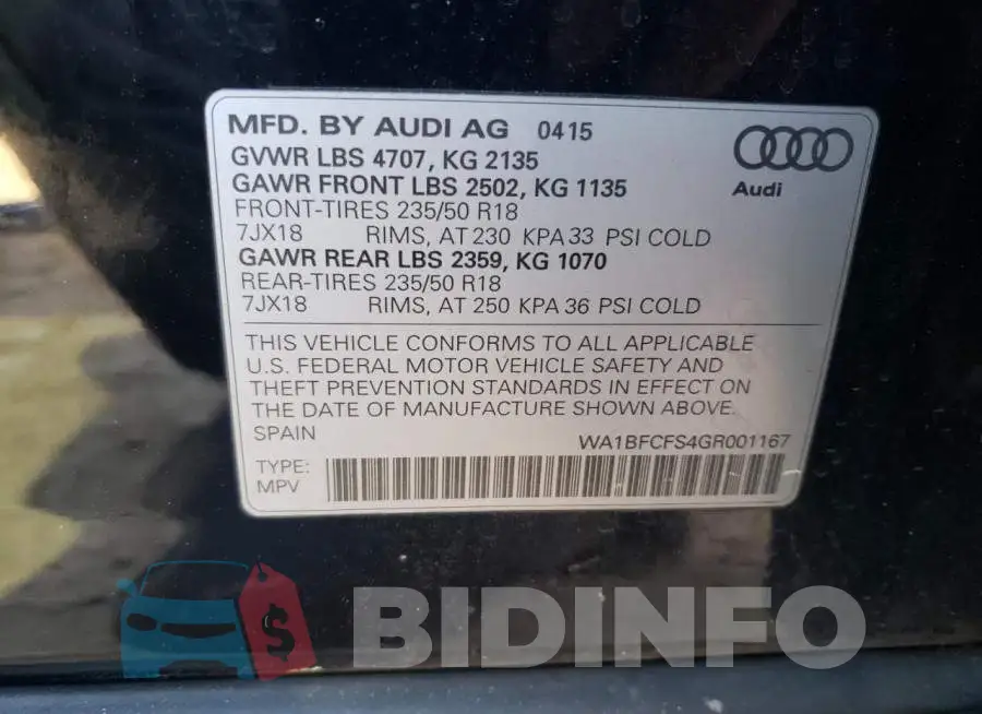 WA1BFCFS4GR001167 Photo# 13