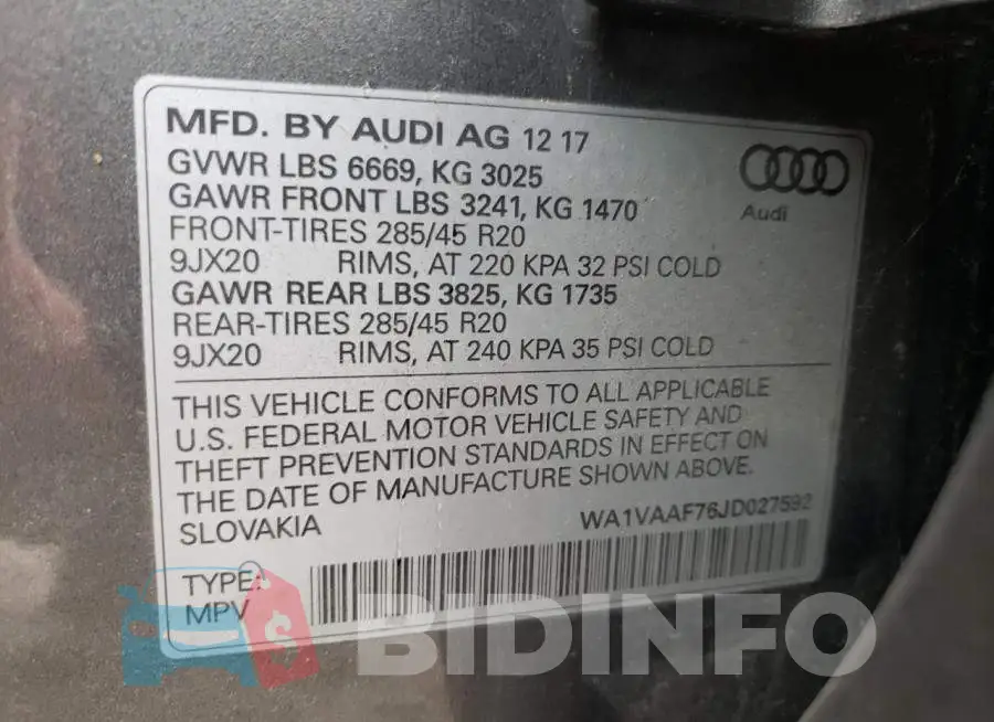 WA1VAAF76JD027592 Photo# 14
