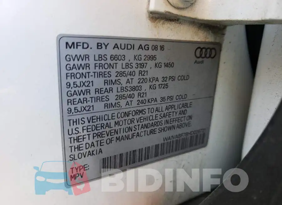 WA1VABF78HD026721 Photo# 12