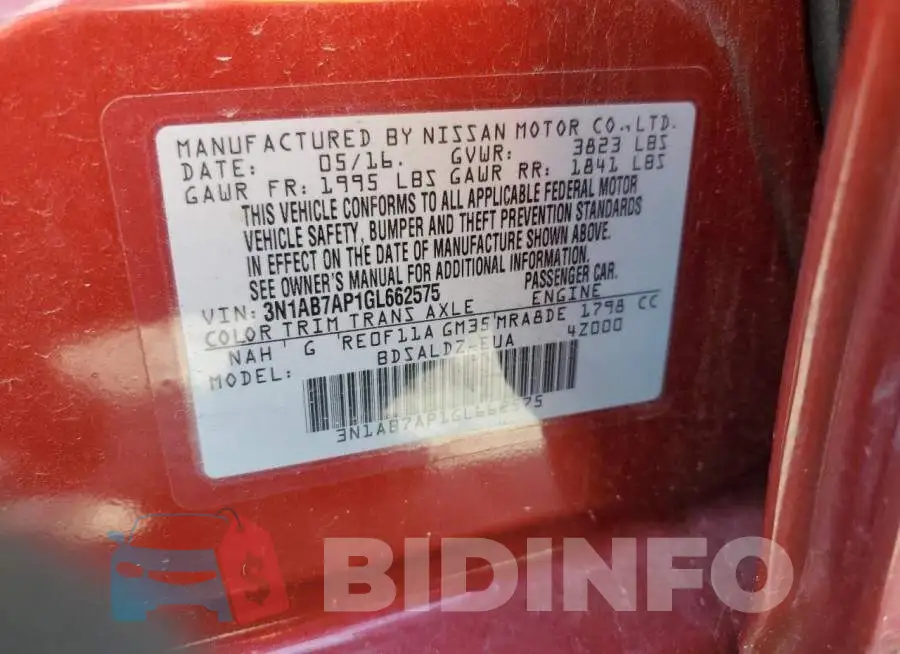 3N1AB7AP1GL662575 Photo# 12