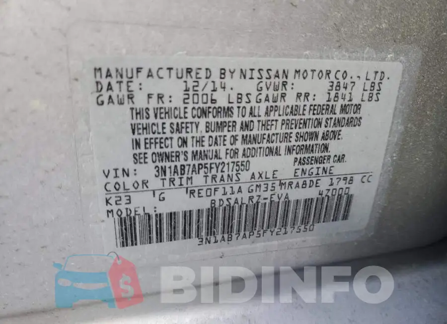 3N1AB7AP5FY217550 Photo# 12