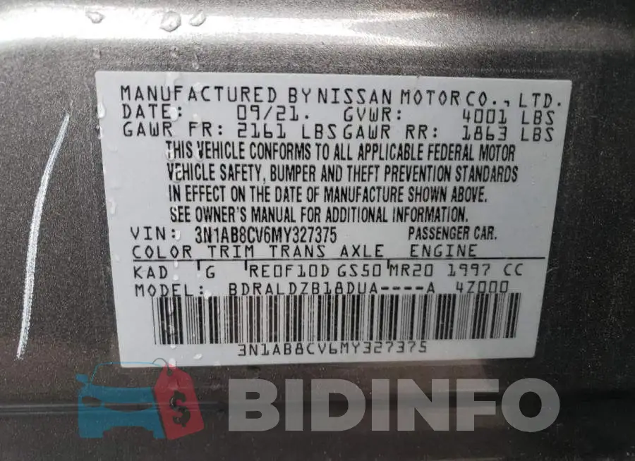 3N1AB8CV6MY327375 Photo# 12