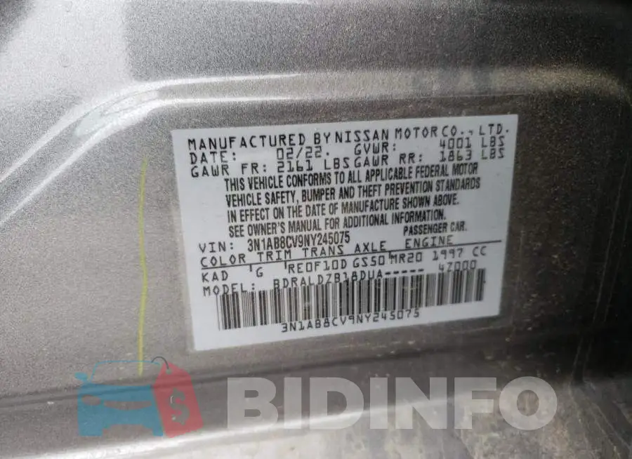 3N1AB8CV9NY245075 Photo# 12