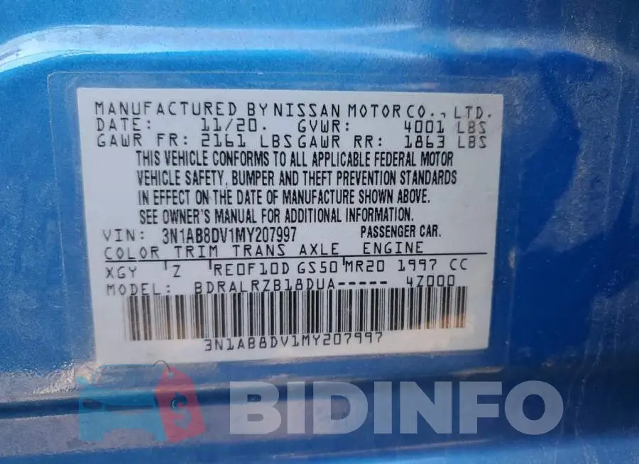 3N1AB8DV1MY207997 Photo# 12