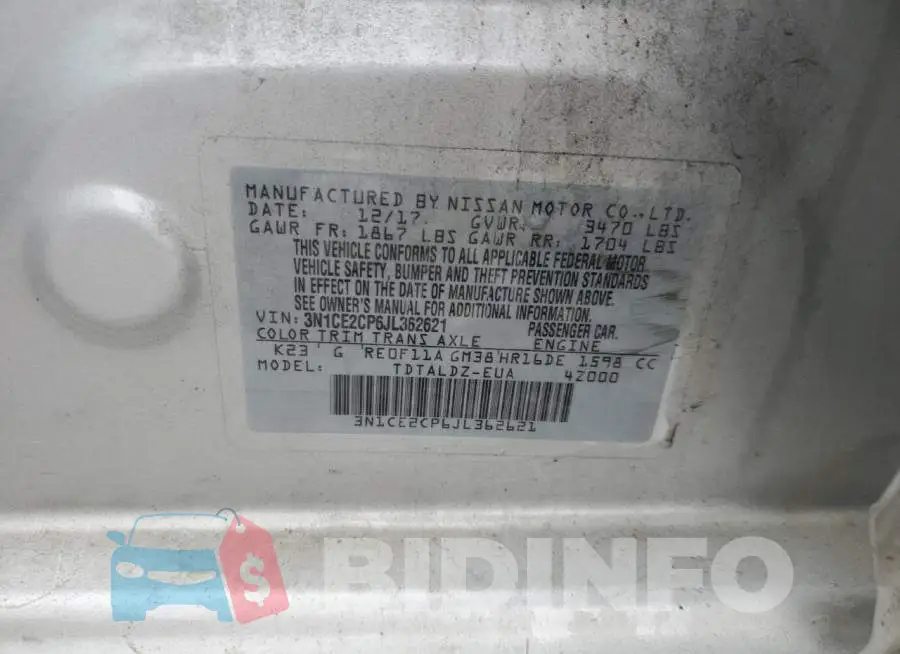 3N1CE2CP6JL362621 Photo# 13