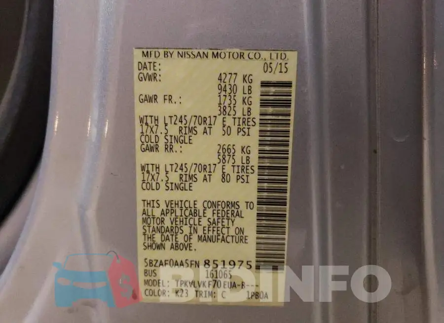 5BZAF0AA5FN851975 Photo# 13
