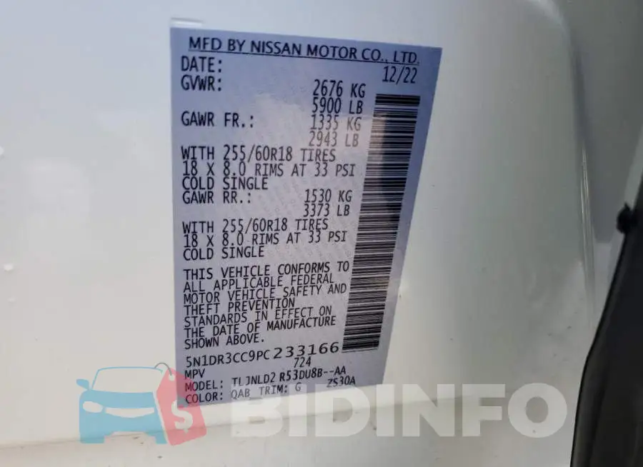 5N1DR3CC9PC233166 Photo# 14