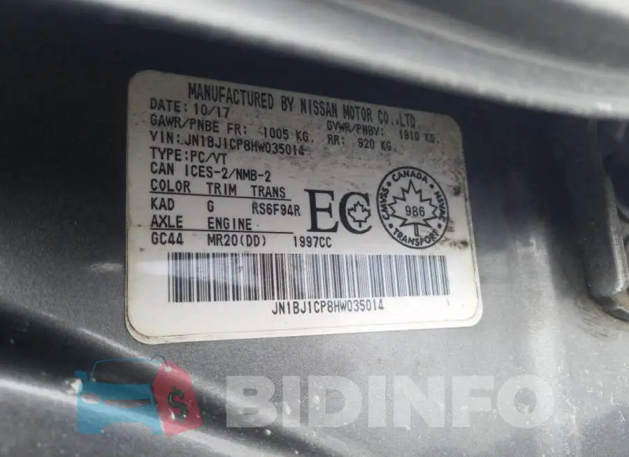 JN1BJ1CP8HW035014 Photo# 14