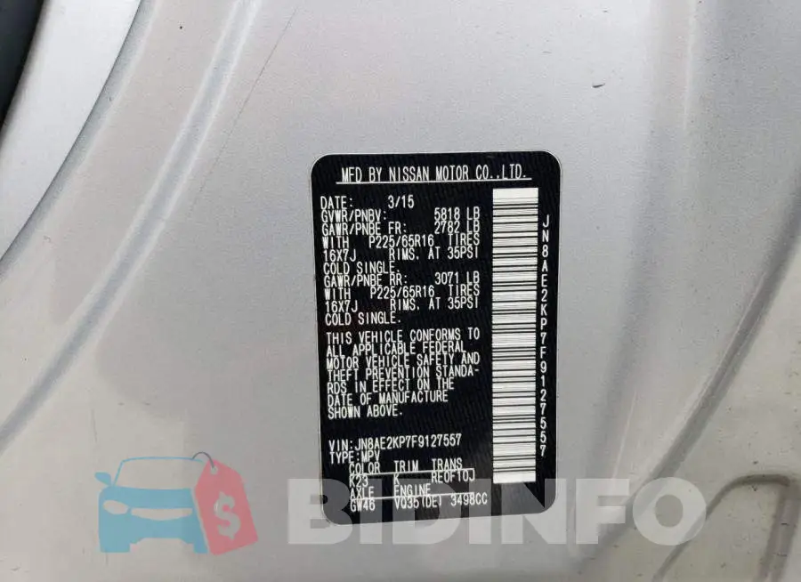 JN8AE2KP7F9127557 Photo# 13