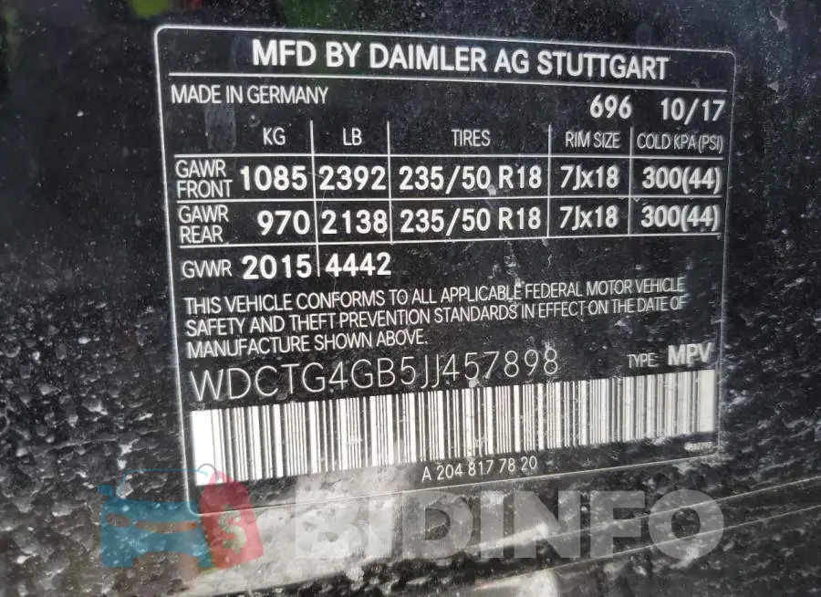 WDCTG4GB5JJ457898 Photo# 12