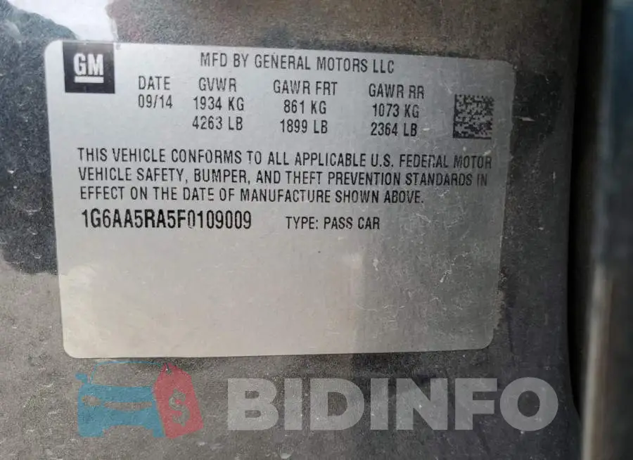1G6AA5RA5F0109009 Photo# 12