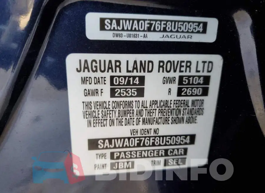 SAJWA0F76F8U50954 Photo# 13