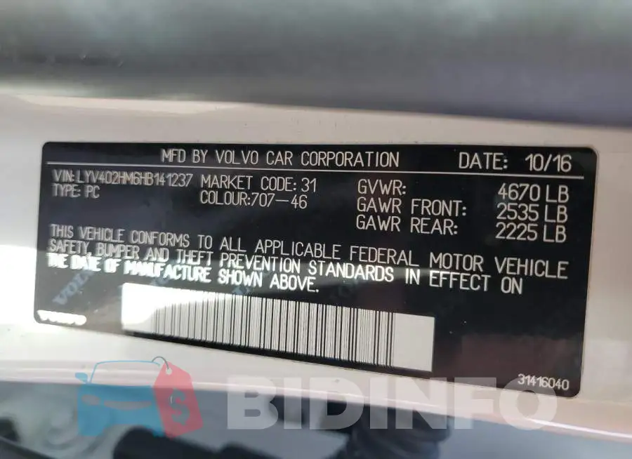 LYV402HM6HB141237 Photo# 13