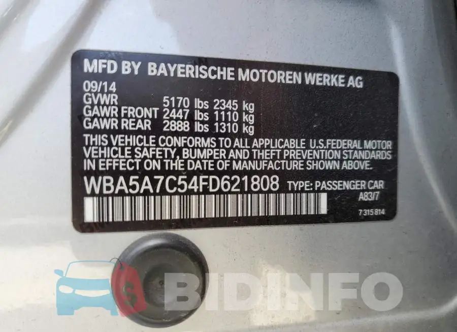 WBA5A7C54FD621808 Photo# 12