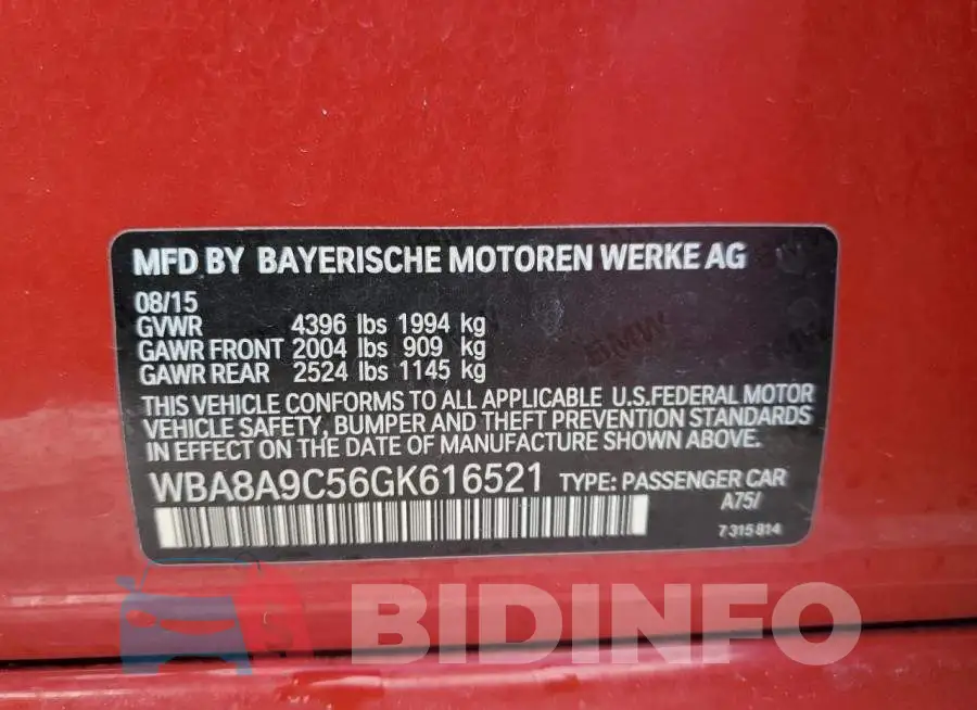WBA8A9C56GK616521 Photo# 12