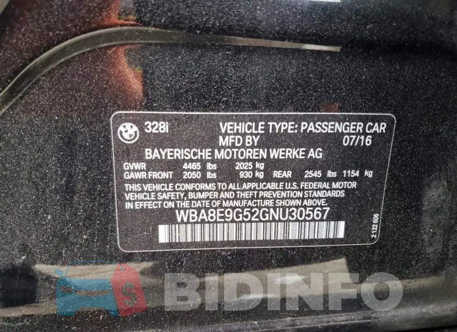 WBA8E9G52GNU30567 Photo# 12