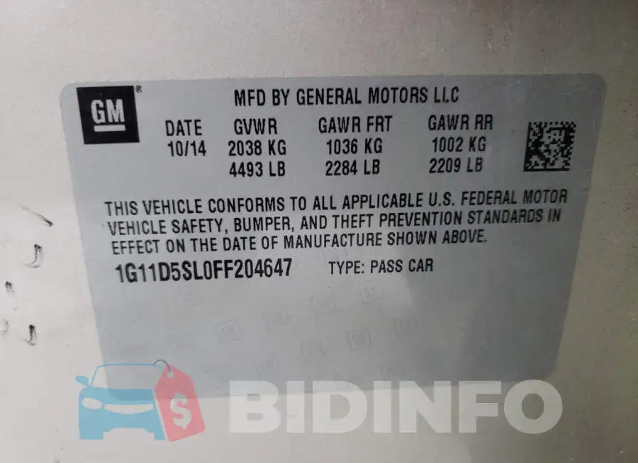 1G11D5SL0FF204647 Photo# 13