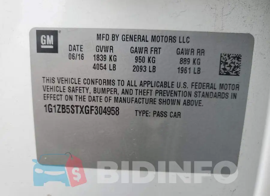 1G1ZB5STXGF304958 Photo# 13