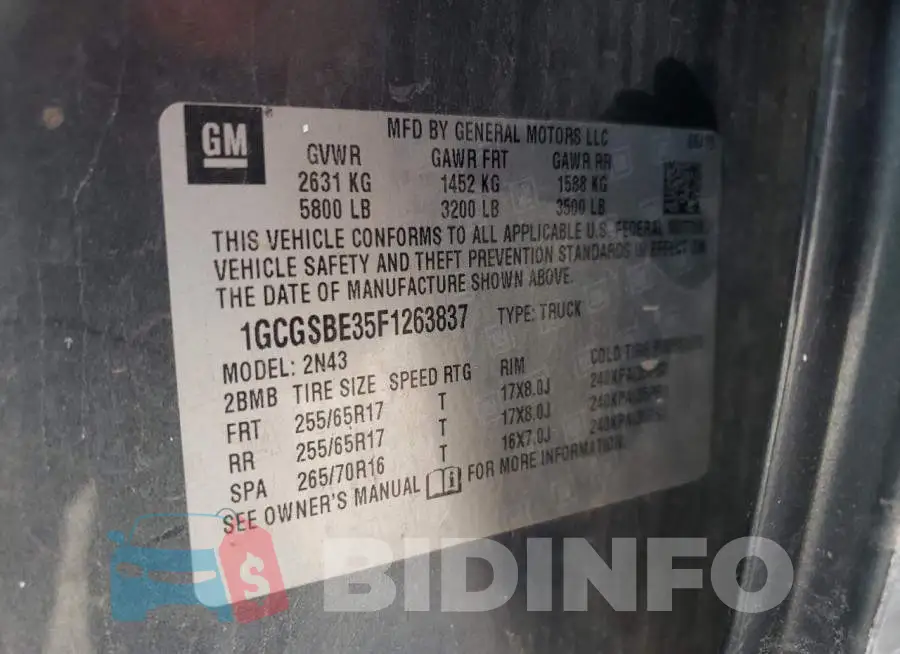 1GCGSBE35F1263837 Photo# 12