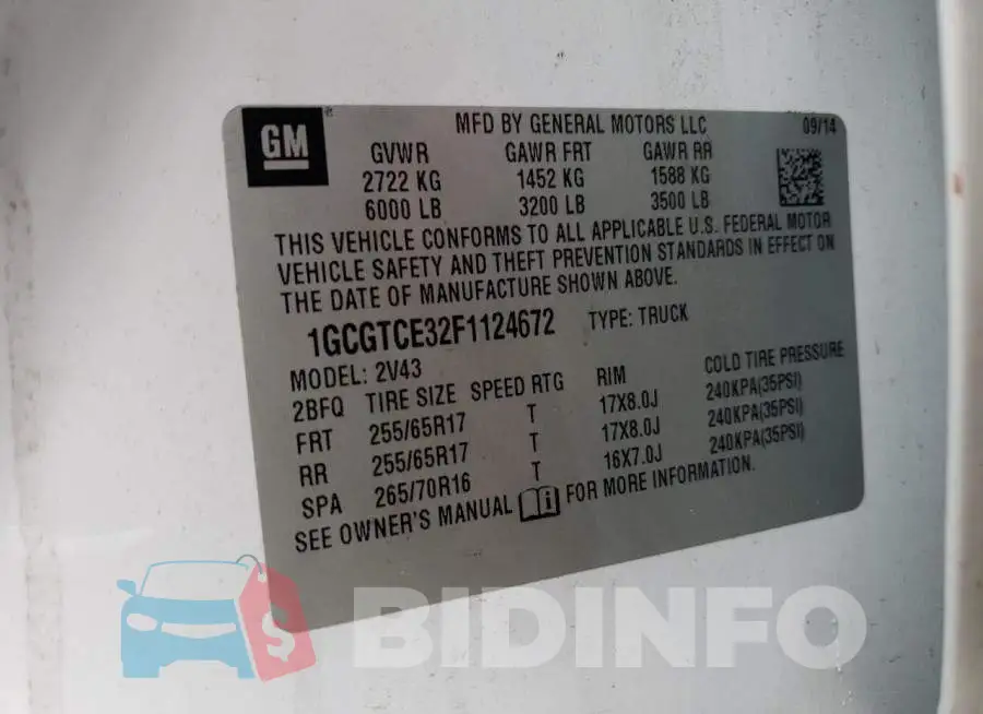 1GCGTCE32F1124672 Photo# 12