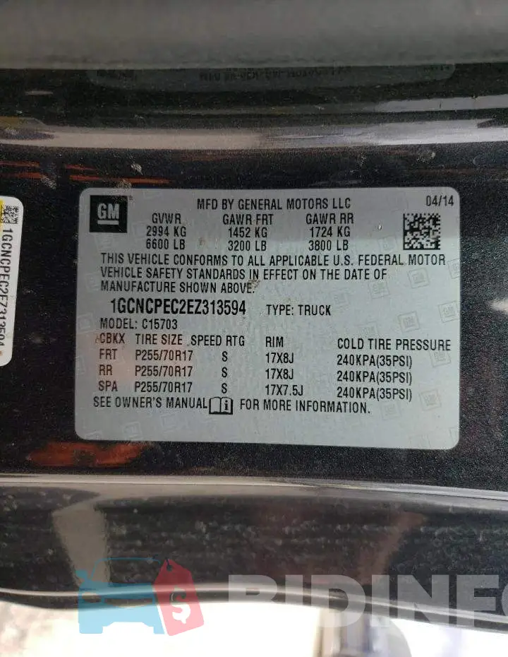 1GCNCPEC2EZ313594 Photo# 13