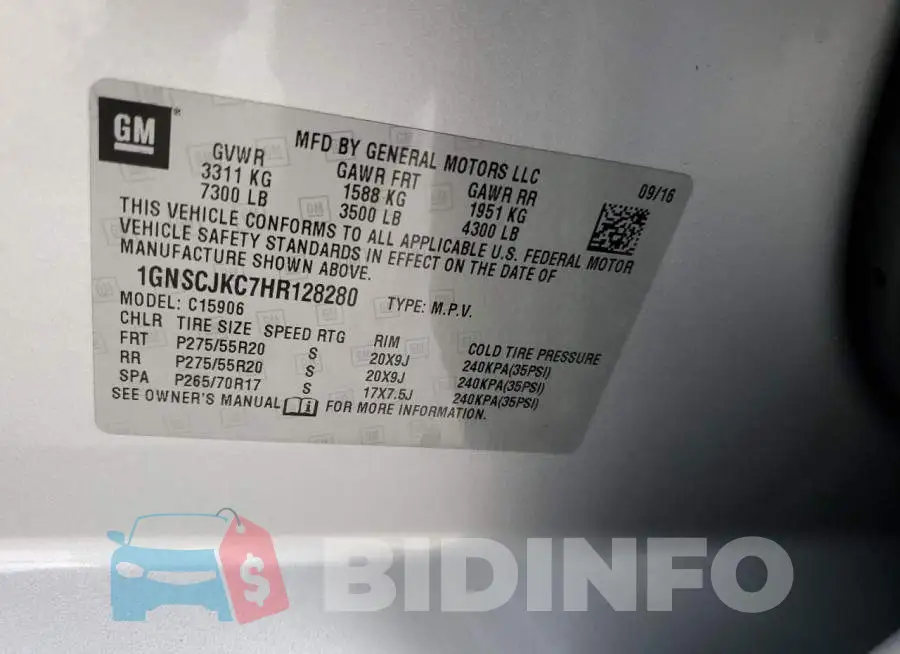 1GNSCJKC7HR128280 Photo# 13