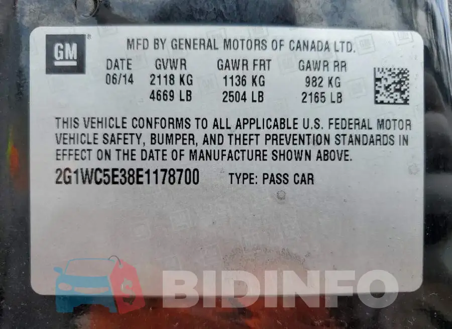 2G1WC5E38E1178700 Photo# 13