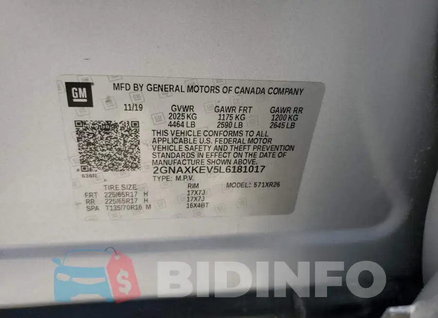 2GNAXKEV5L6181017 Photo# 12