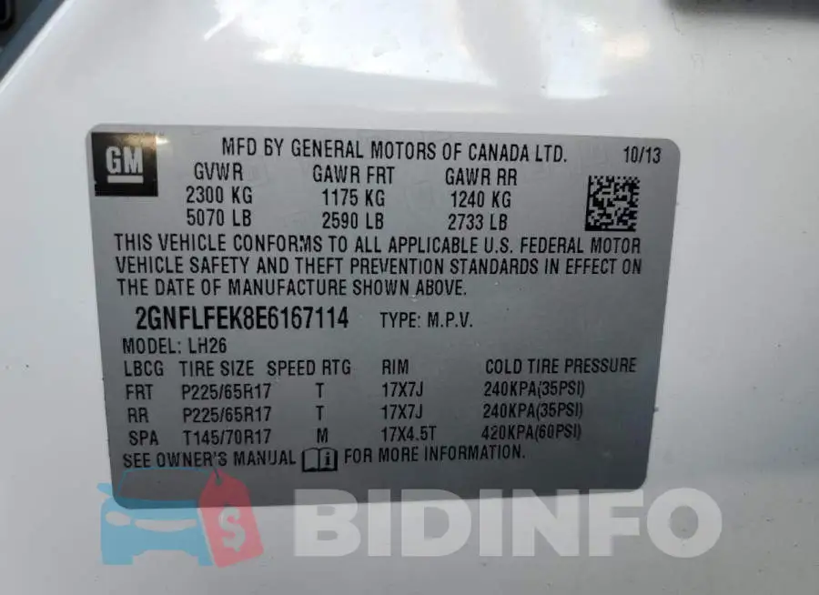 2GNFLFEK8E6167114 Photo# 14