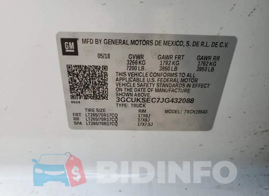 3GCUKSEC7JG432088 Photo# 12