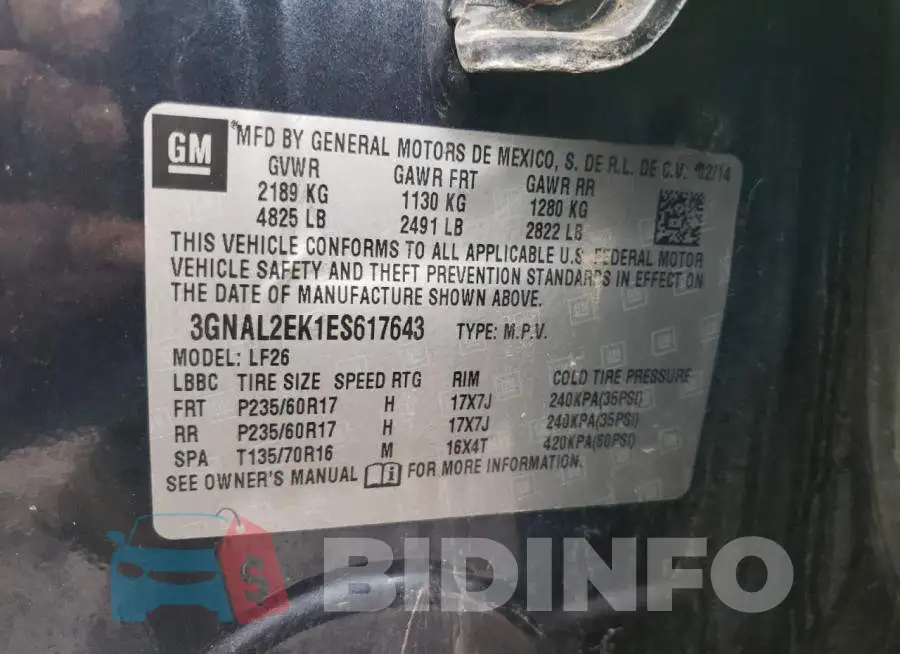 3GNAL2EK1ES617643 Photo# 12