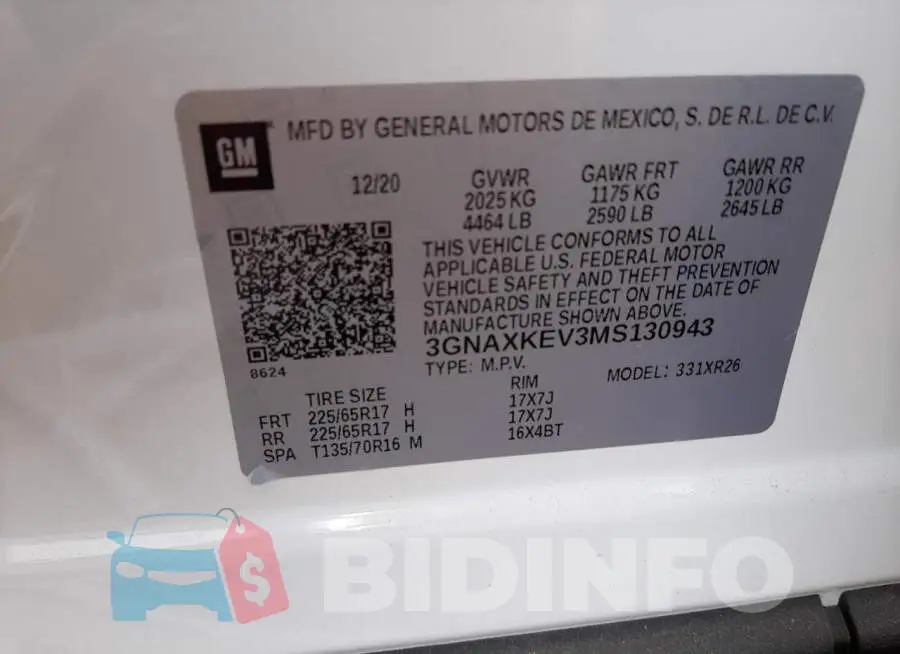 3GNAXKEV3MS130943 Photo# 13