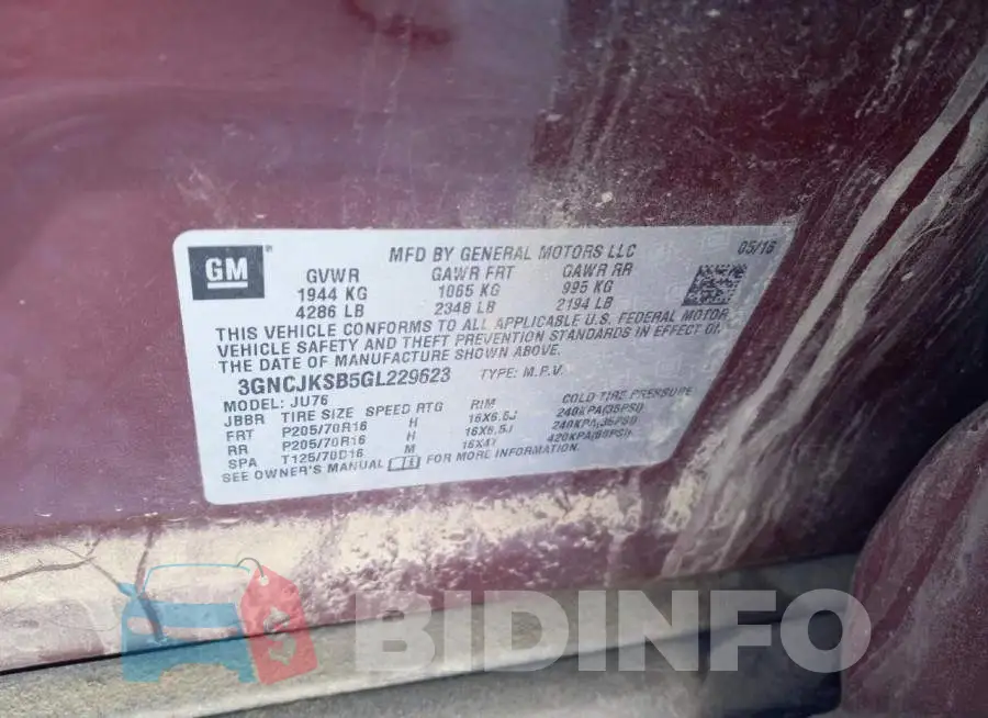 3GNCJKSB5GL229623 Photo# 12