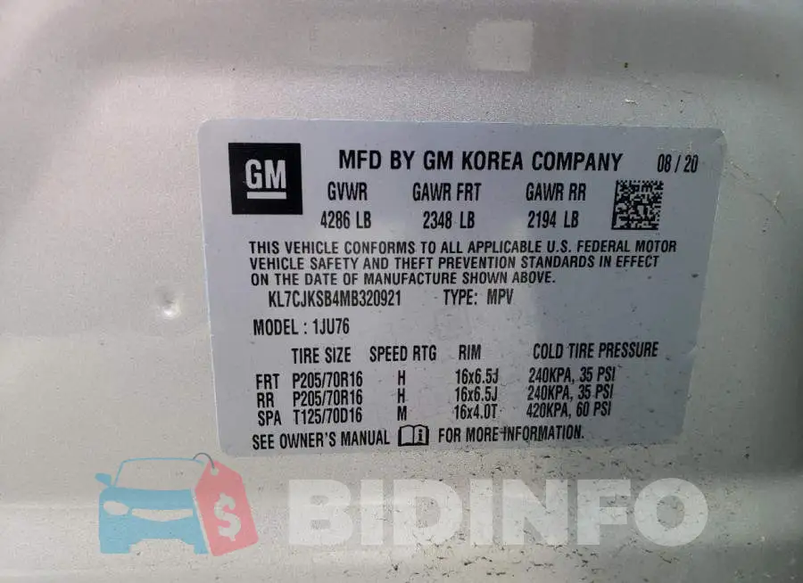 KL7CJKSB4MB320921 Photo# 13