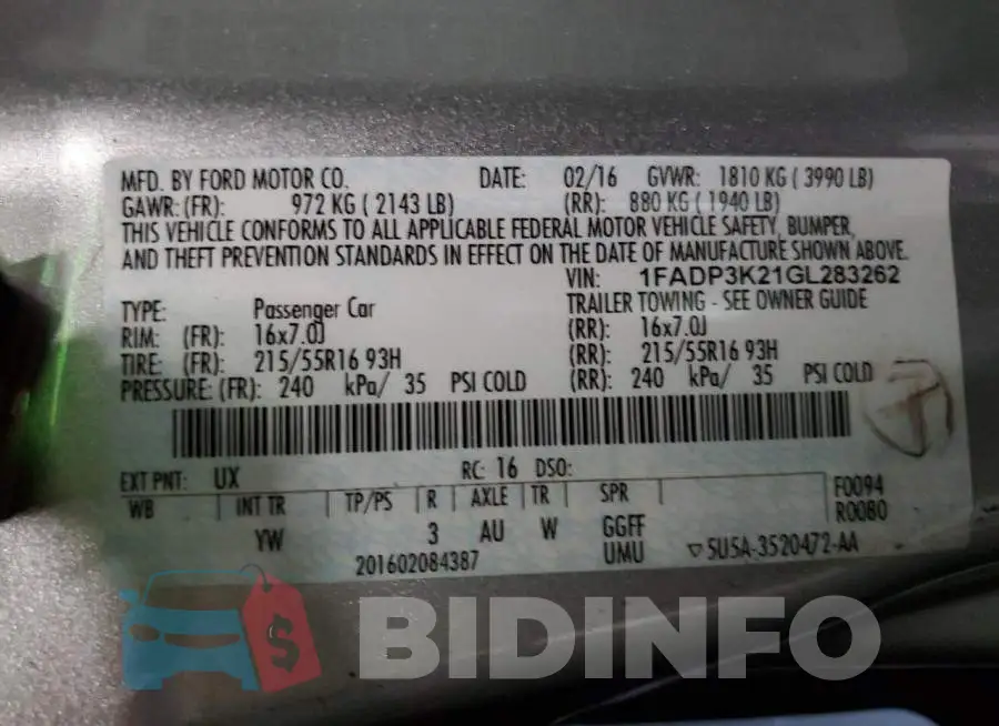 1FADP3K21GL283262 Photo# 12