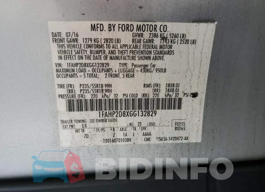 1FAHP2D8XGG132829 Photo# 13