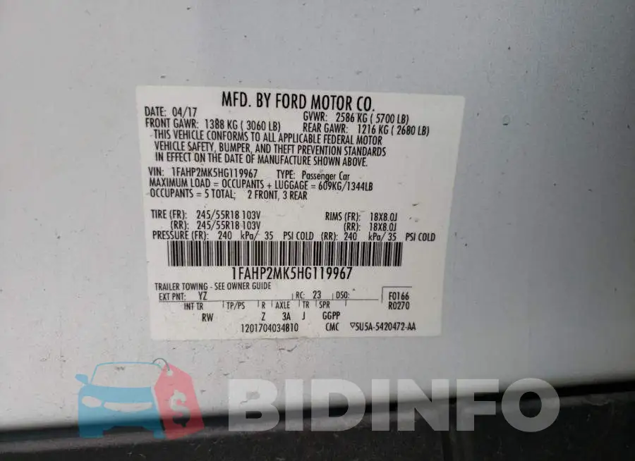 1FAHP2MK5HG119967 Photo# 12