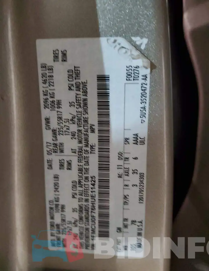 1FMCU0F76HUE11425 Photo# 12